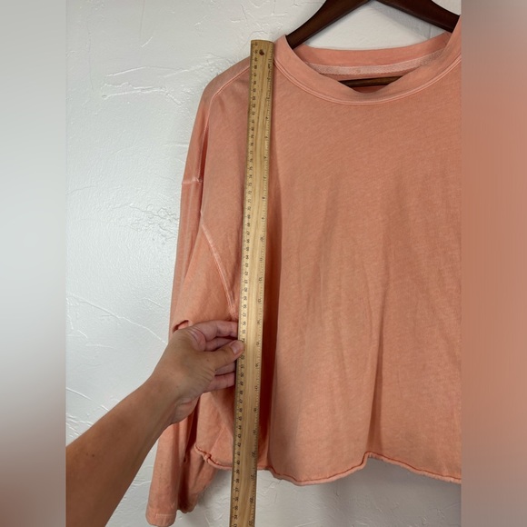 FREE PEOPLE MOVEMENT Orange Cropped Top Long Sleeve Shirt Inspire Tee Crew Neck - Picture 16 of 16
